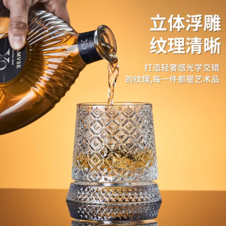 轻奢高档威士忌酒杯古典水晶杯不倒翁旋转解压啤酒杯高级洋酒杯yj