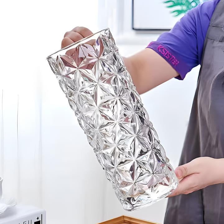 加厚花瓶北欧玻璃透明水养富贵竹玫瑰百合干花精选摆件大号客厅瓶