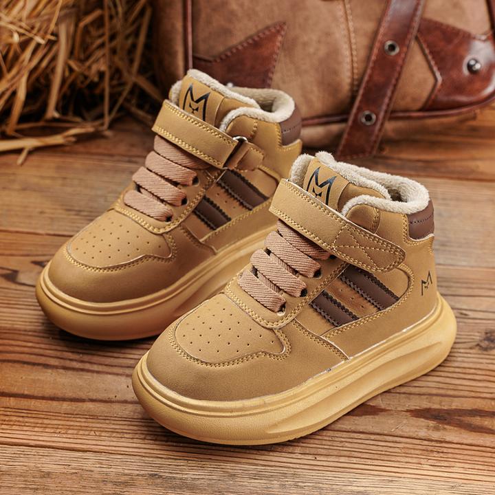 童鞋男童运动鞋真皮儿童冬季高帮板鞋二棉秋冬女童加绒加厚棉鞋子