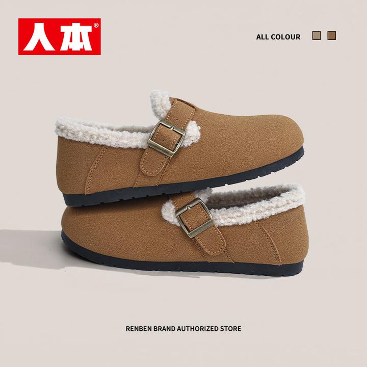 人本复古冬季爆款加绒毛毛鞋保暖防寒耐磨潮流日常加厚时尚休闲鞋