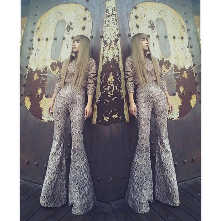 【咖啡蛇纹大喇叭】AOAOMISSSHOP鳌鳌家时尚春秋长裤46-2