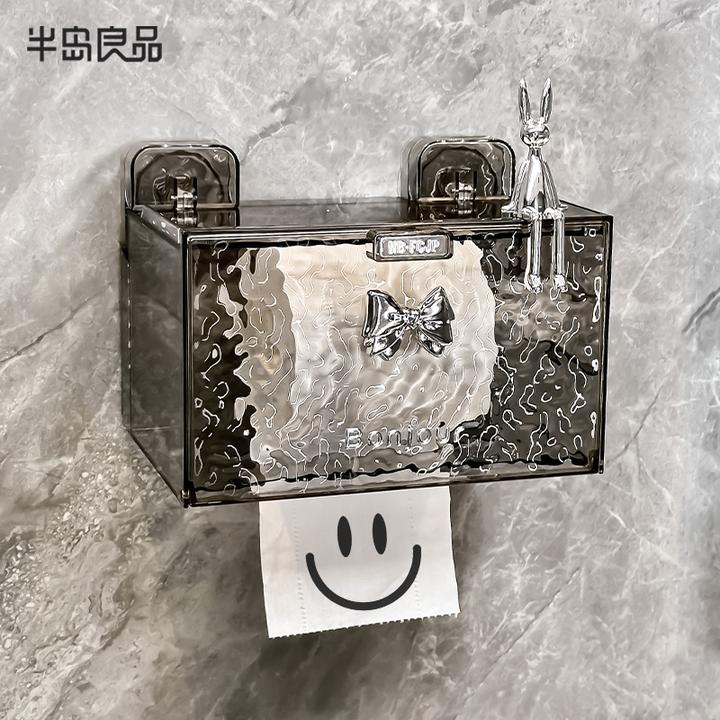 轻奢吸盘卫生间厕纸盒壁挂式防水纸巾盒置物架厕所手纸卷纸抽纸盒