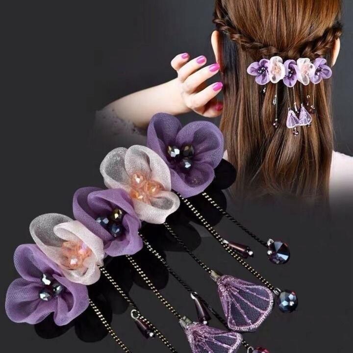 非金属布艺发饰 顶夹发卡女头饰古风流苏夹横夹马尾夹复古发夹