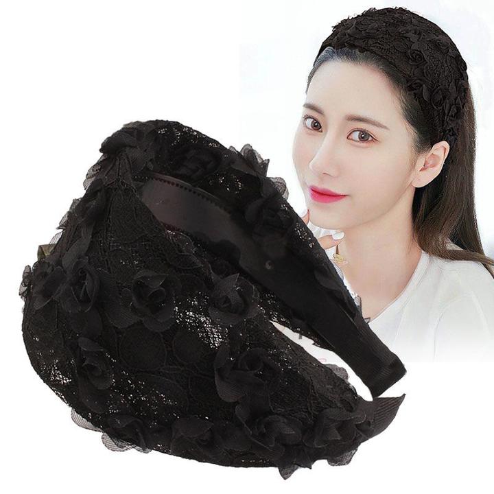 布艺发饰 蕾丝宽边发箍带齿防滑发卡遮白发碎发头箍洗脸外出发夹