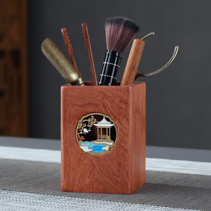 逸集实木茶道六君子套装花梨木功夫茶具配件茶针夹养壶笔茶刷家用