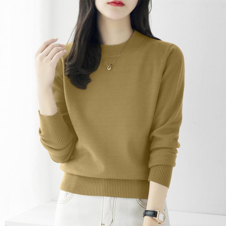 秋冬季宽松半高圆领毛衣针织衫女装新款百搭显瘦内搭厚款打底上衣