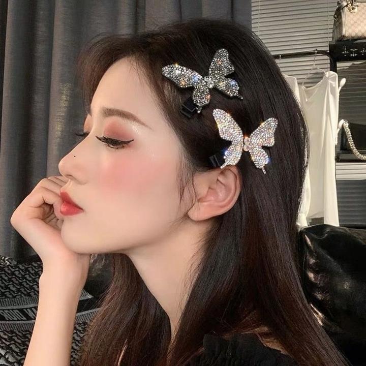 蝴蝶仙女边夹少女发卡水钻发夹头饰韩系ins刘海夹网红发卡