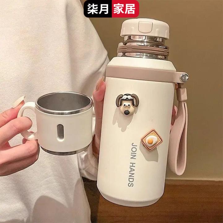 不锈钢保温杯女生2024新款带盖泡茶水杯子秋冬款学生上学专用D1