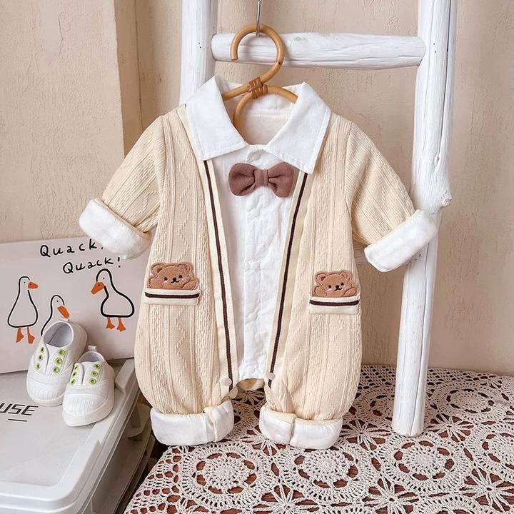 婴儿衣服秋装新生儿男宝宝连体衣满月百天超萌外出哈衣爬服春秋季