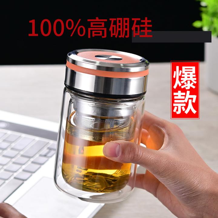 【加厚款】矮胖玻璃杯加厚双层高硼硅耐高温透明家用杯子便携泡茶杯