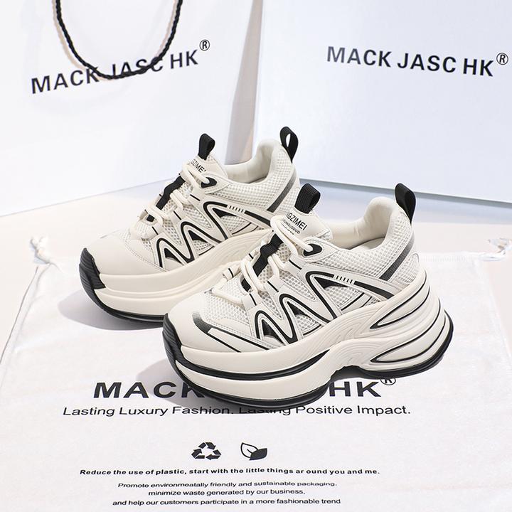 香港MACKJASCHK小个子11CM老爹鞋女2024秋季新款厚底内增高运动鞋