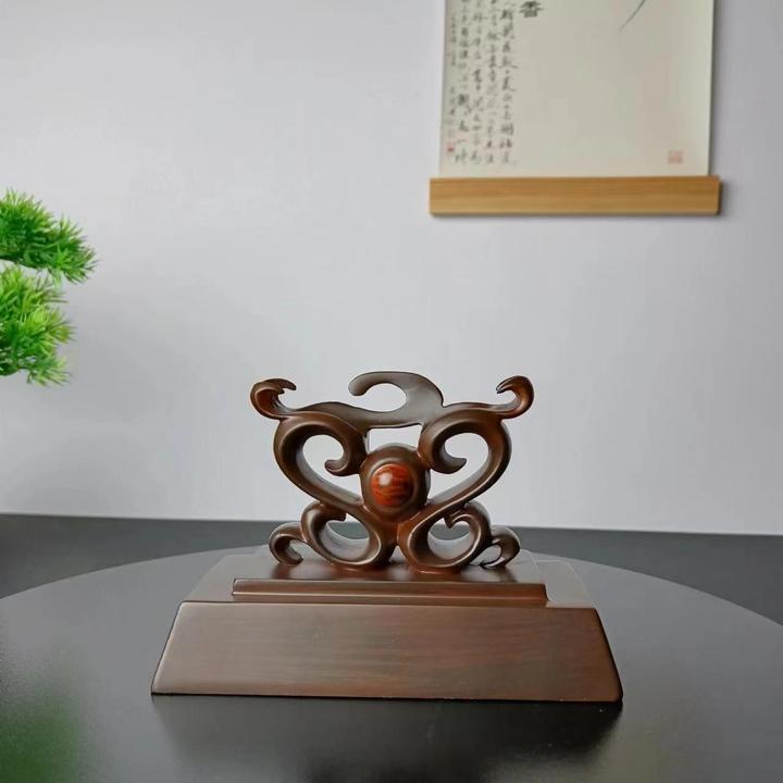 图腾通用型底座新中式创意简约玄关禅意书房摆设雕刻半手工貔貅