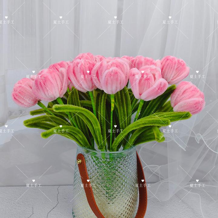 （非成品/不含花瓶）郁金香扭扭棒DIY手工花花加密扭扭棒