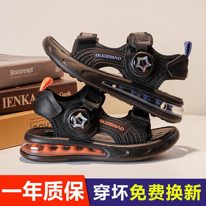 男童凉鞋2025夏季新款真皮中大童运动儿童防滑软底小男孩沙滩鞋潮