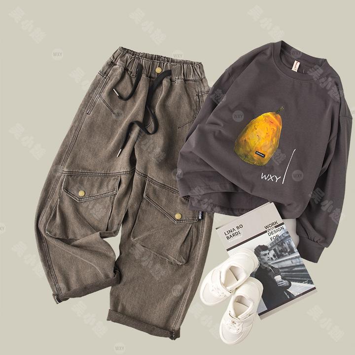 吴小越w614男童牛仔裤春款工装痞帅男孩秋装新款长裤春秋款大童