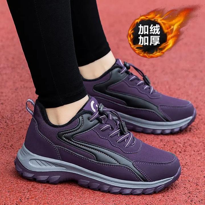 妈妈鞋二棉鞋女冬季中老年加绒运动鞋子2024新款保暖老人健步鞋女