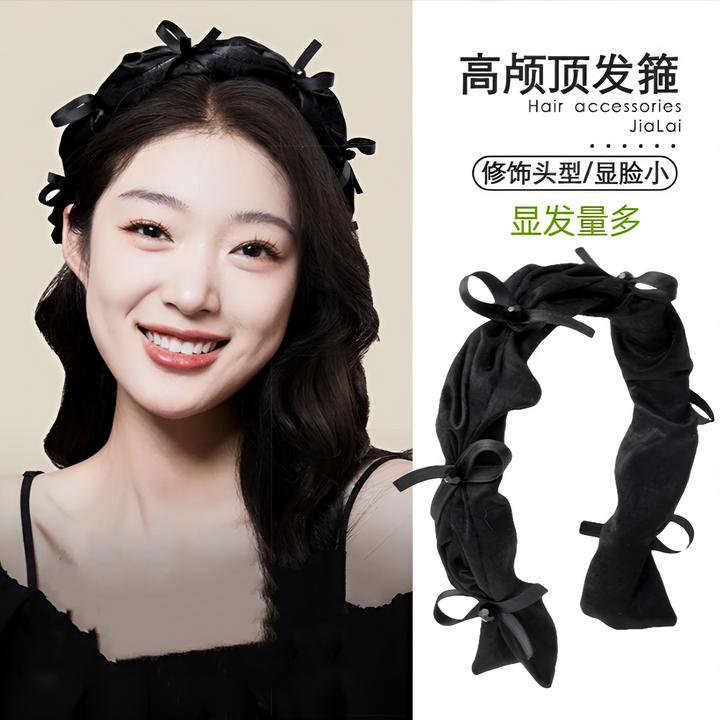 黑色蝴蝶结超仙女复古高颅顶发卡发捆简约百搭头箍外出头饰发箍