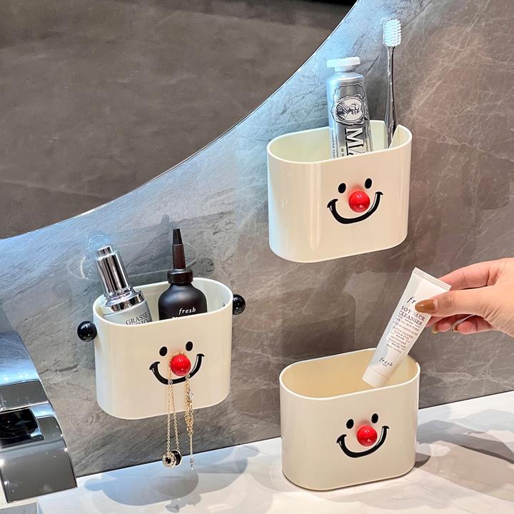 卫生间废弃洗脸巾收纳盒洗漱洗手台牙膏梳子置物架子壁挂式免打孔
