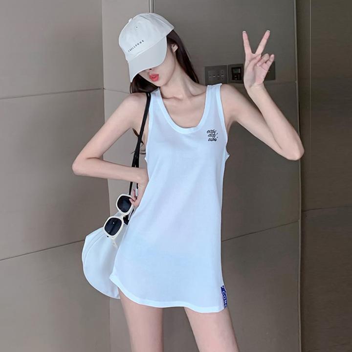 无袖爵士舞上衣运动背心女夏街舞服装多巴胺中长款尊巴舞蹈服罩衫