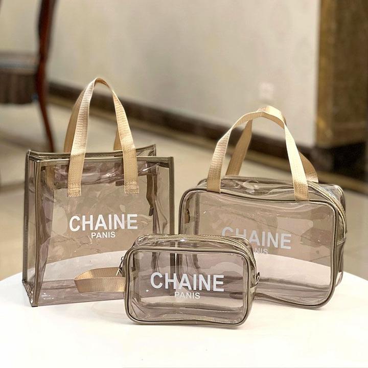 简约手提化妆包女pvc防水便携大容量化妆品收纳袋健身旅行洗漱包