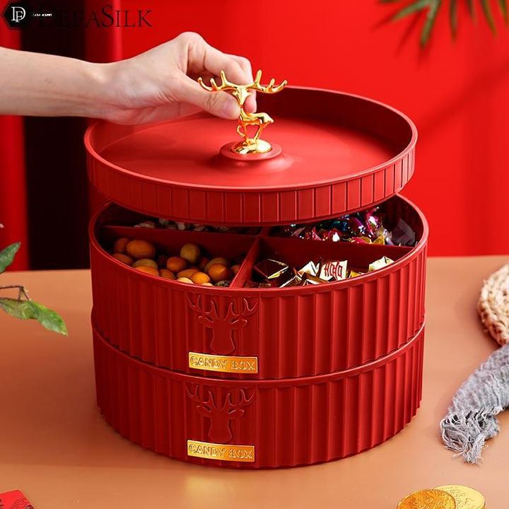 红色结婚轻奢果盘客厅茶几喜盘婚庆大气喜糖瓜子干果水果摆盘家用