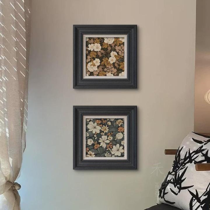 复古欧式餐厅装饰画组合中古法式侘寂风客厅过道走廊玄关挂画美式