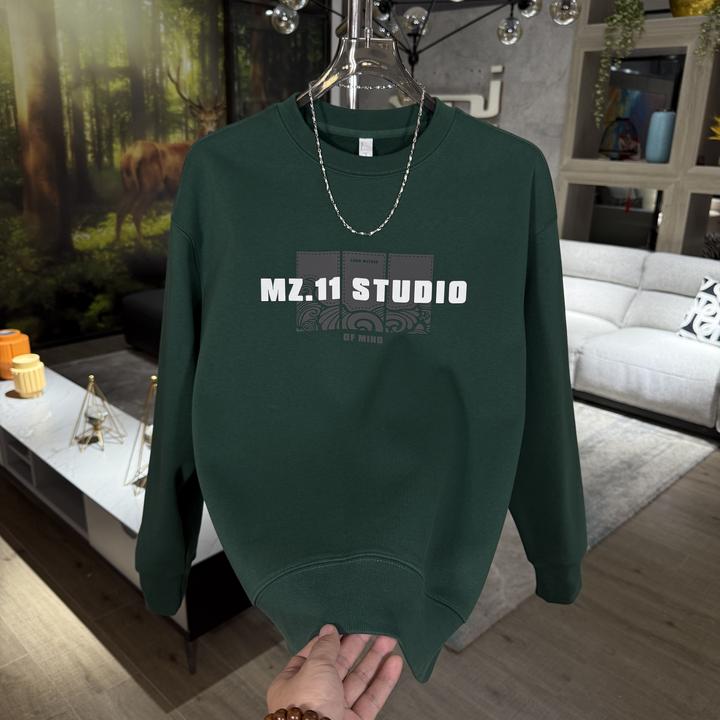 2024秋冬新款男士加绒卫衣长袖时尚情侣圆领打底运动休闲百搭