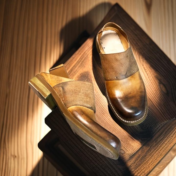 手工小众个性罗马凉鞋牛皮男士包头拖鞋男大头懒人透气开车拖鞋