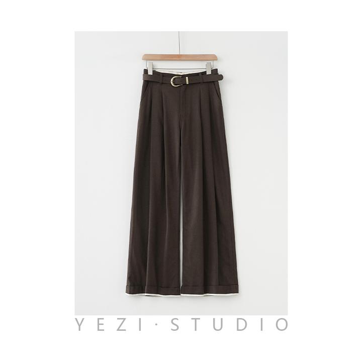 “油栗”格雷系天丝休闲阔腿西裤24123603