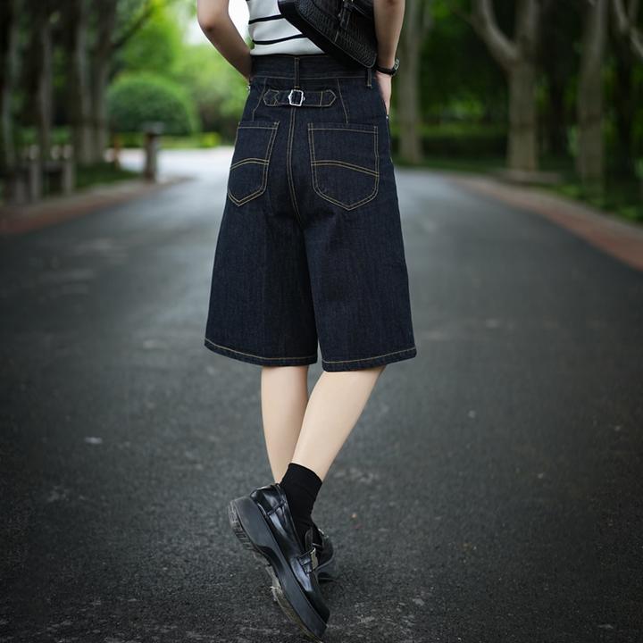 时尚六分牛仔短裤女夏季薄款五分裤新款外穿高腰宽松休闲直筒中裤