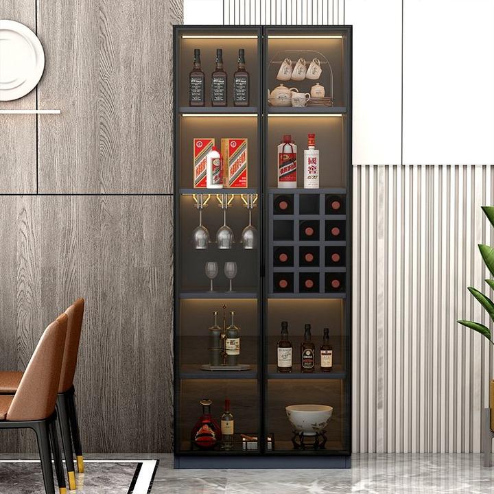 酒柜客厅靠墙2025新款定做现代简约家用小型高档柜子玻璃门展示柜