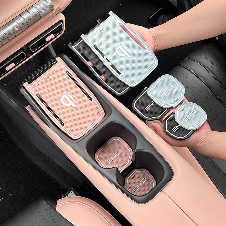 比亚迪海鸥门槽储物水杯垫防滑垫车内用品神器装饰品内饰防脏配件