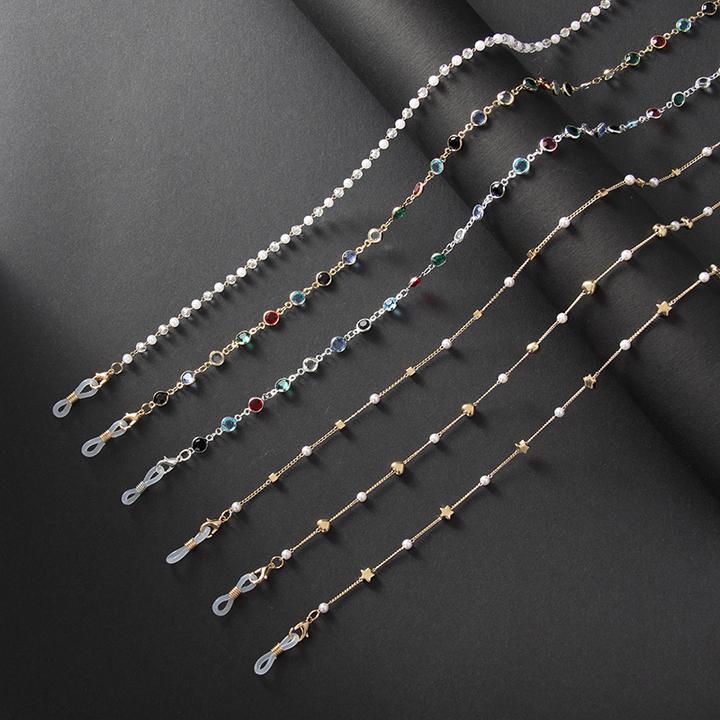 眼镜链条挂脖复古七彩铜口罩绳饰品挂绳防滑墨镜链子口罩链男女款