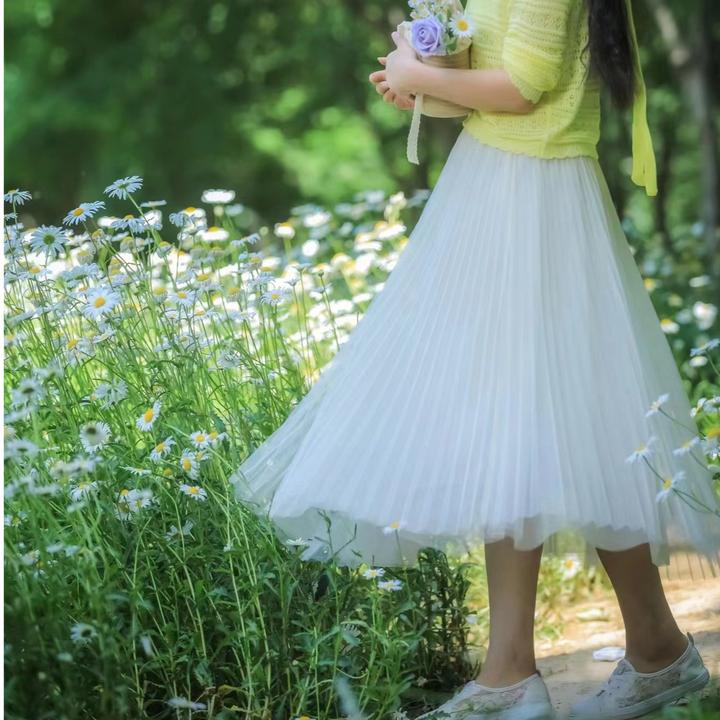 【清仓 百褶裙】网纱百褶长半身裙仙女裙a字裙中长