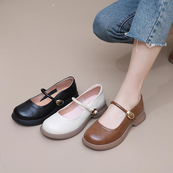 2025新款爆款单鞋春夏真皮单鞋玛丽珍鞋子女软皮软底平底小皮鞋女
