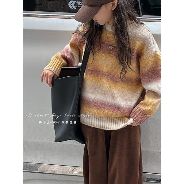 k25048韩国童装女童毛衣秋冬装新款儿童打底衫洋气加厚针织衫上衣