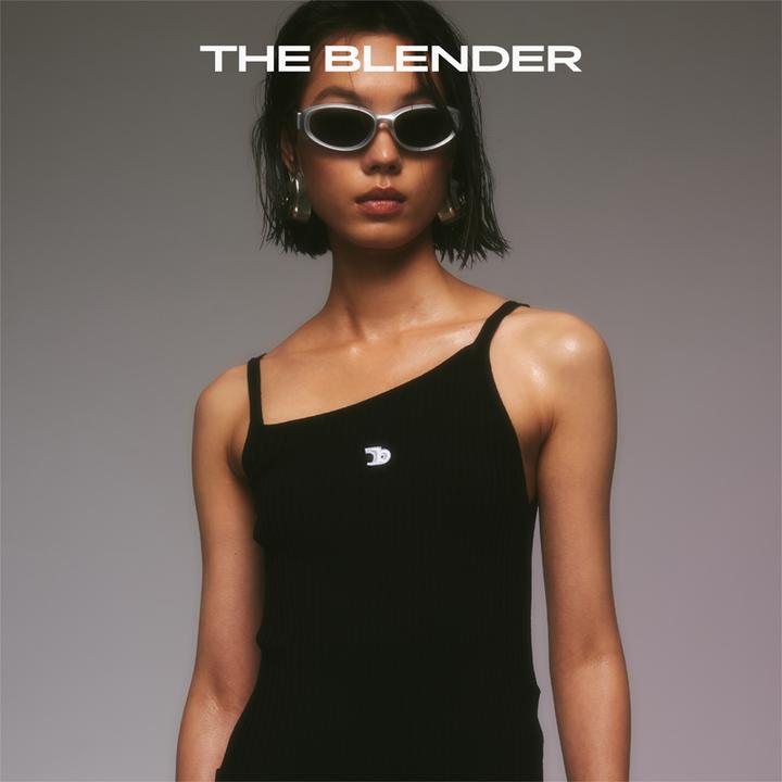 The Blender 幻影系列罗纹针织不对称高弹透气吊带背心