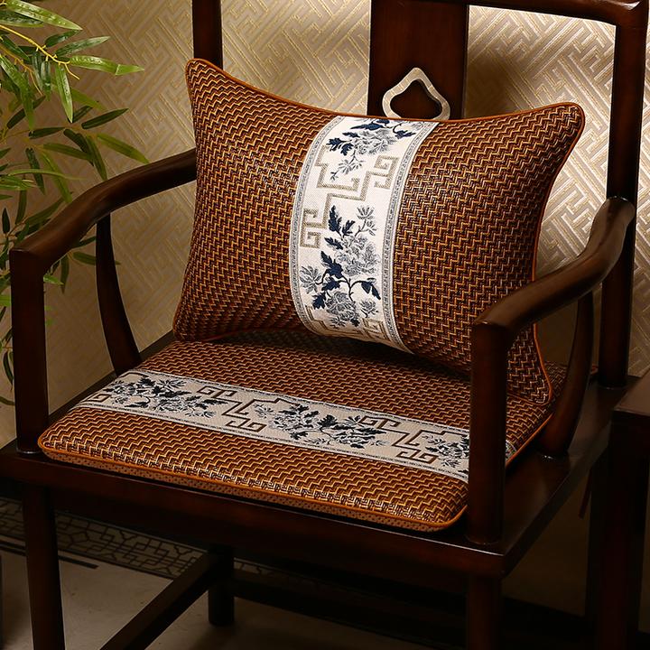 中式红木沙发坐垫夏季凉垫透气藤席凉席冰丝椅垫餐椅茶椅圈椅垫子