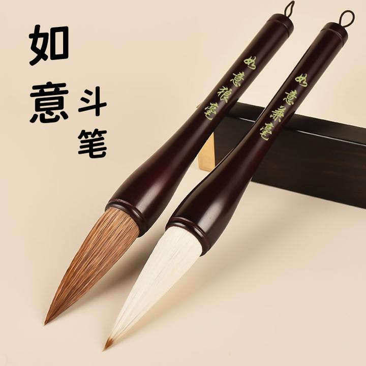 墨休堂对联斗笔专业级狼毫大提斗兼毫灰尾国画羊毫大号写春联毛笔