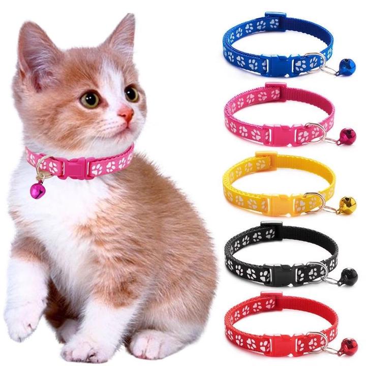 宠物项圈脚印爪印铃铛发声项圈贴布脖圈狗狗猫咪项圈爆款猫扣项圈
