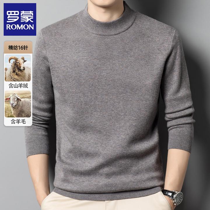 Romon/罗蒙山羊绒衫男半高领冬季中年男士羊毛衫加厚保暖内搭毛衣