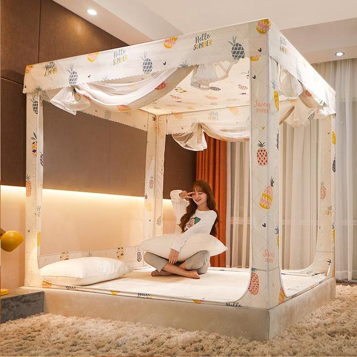 家用蒙古包遮光蚊帐2024新款卧室带床帘布一体式儿童防摔防蚊高级