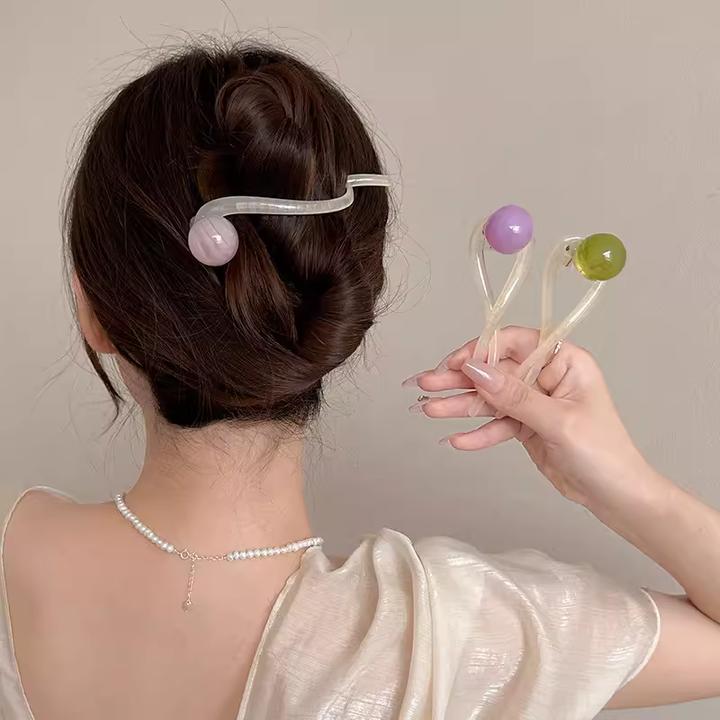 小清新简约扭扭一字夹后脑勺盘发抓夹珠珠发夹气质鲨鱼夹百搭头饰