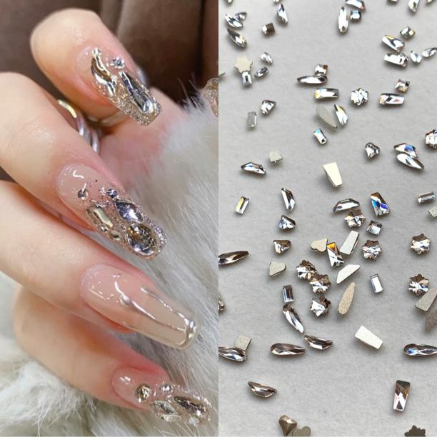 K9平底异形迷你多款混装白色平底钻美甲钻饰超闪