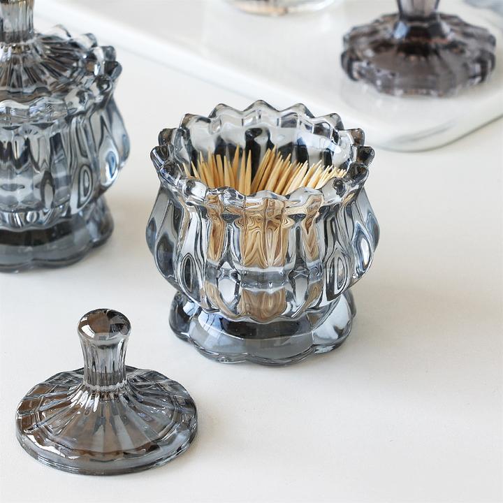 欧式轻奢牙签盒家用高档牙签罐水晶玻璃收纳罐糖果罐西餐厅牙签筒