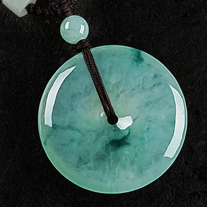 天然缅甸A货30mm翡翠平安扣吊坠高冰阳绿飘花女款玉扣子玉石挂件