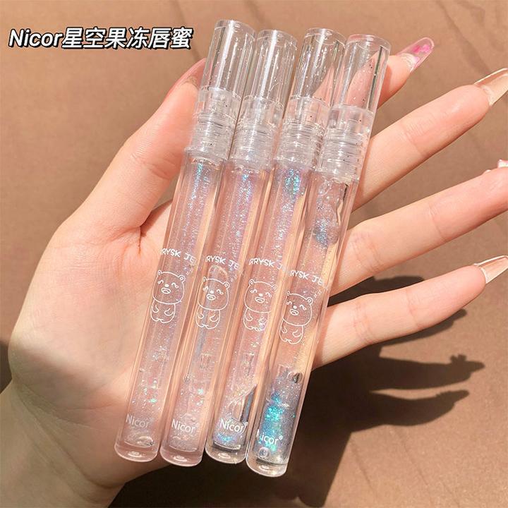 唇蜜玻璃唇水感嘟嘟唇镜面水光碎钻珠光带闪透明女保湿滋润防干裂