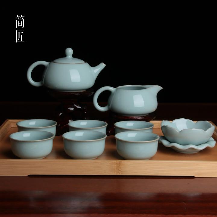 简匠当代臻选天青 高端汝窑石瓢茶具套装礼盒功夫茶具套装