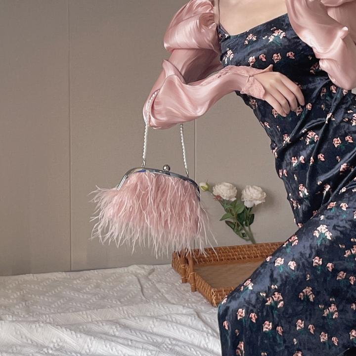 原创仙女复古羽毛手工新款包包羽毛包手提包斜跨包2025新款女包17