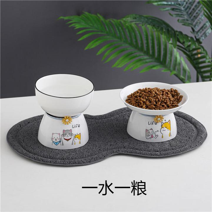 陶瓷高脚猫碗宠物食盆护颈设计防打翻猫咪狗狗喝水饭碗